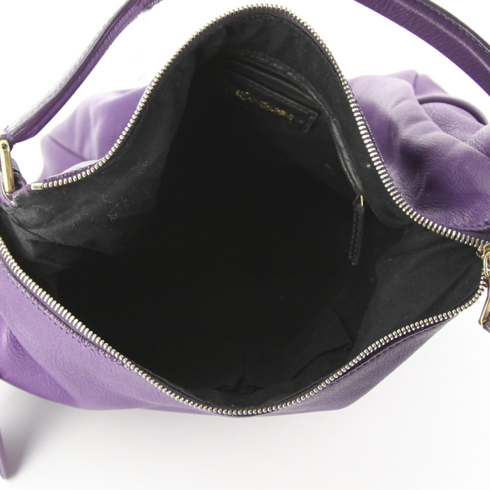 Yves Saint Laurent Multy handbag in purple leather - Detail D2
