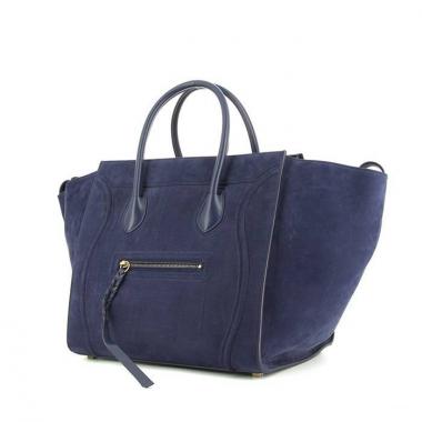 Celine Phantom handbag in dark blue suede and blue leather