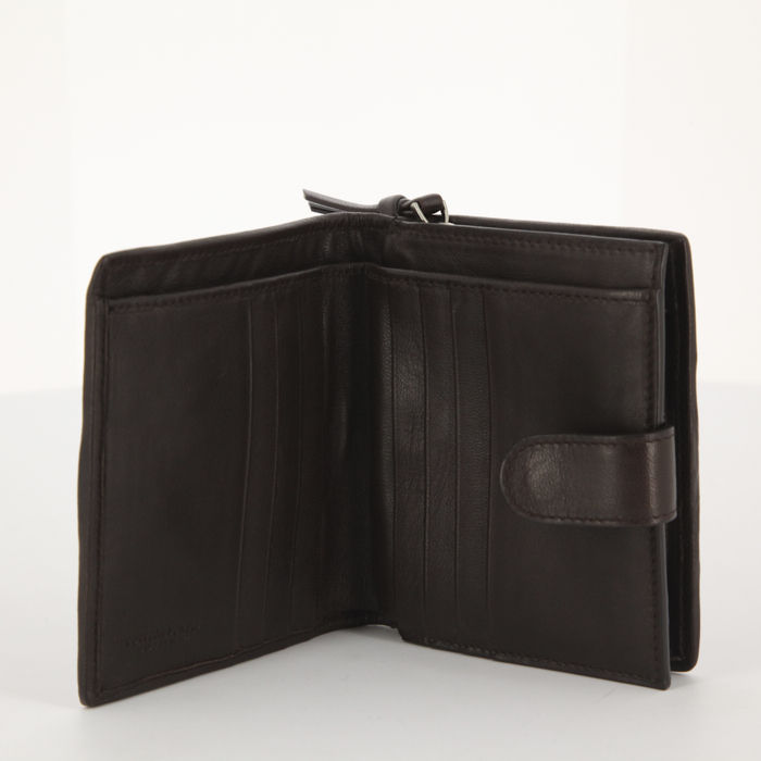 Portafogli Bottega Veneta in pelle intrecciata marrone e velluto marrone - Detail D1