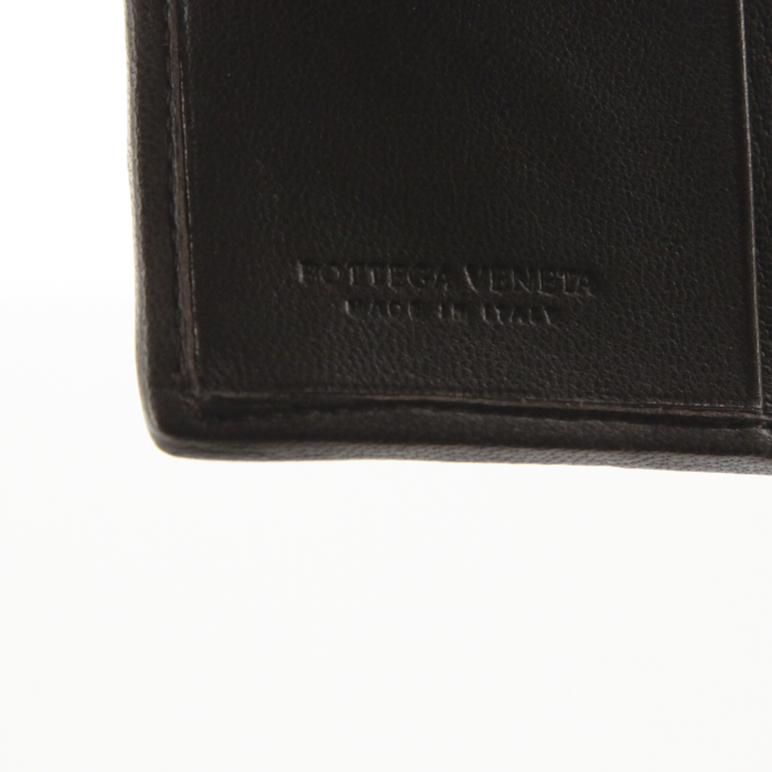 Portafogli Bottega Veneta in pelle intrecciata marrone e velluto marrone - Detail D2