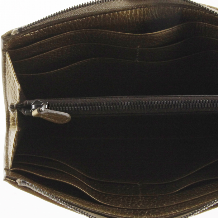 Portafogli Bottega Veneta in pelle intrecciata dorata - Detail D2
