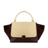 Celine Trapeze large model handbag in beige and burgundy leather and burgundy suede - 360 thumbnail