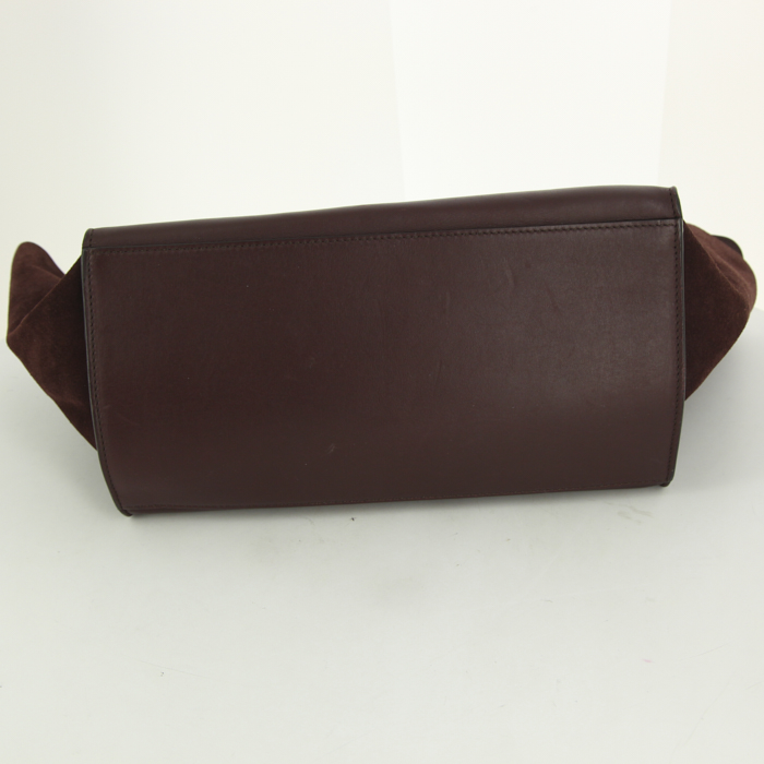 Borsa Celine Trapeze modello grande in pelle beige e bordeaux e camoscio bordeaux - Detail D4