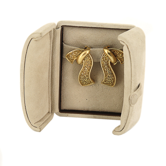 Rene Boivin 1980's earrings for non pierced ears in yellow gold - Detail D2