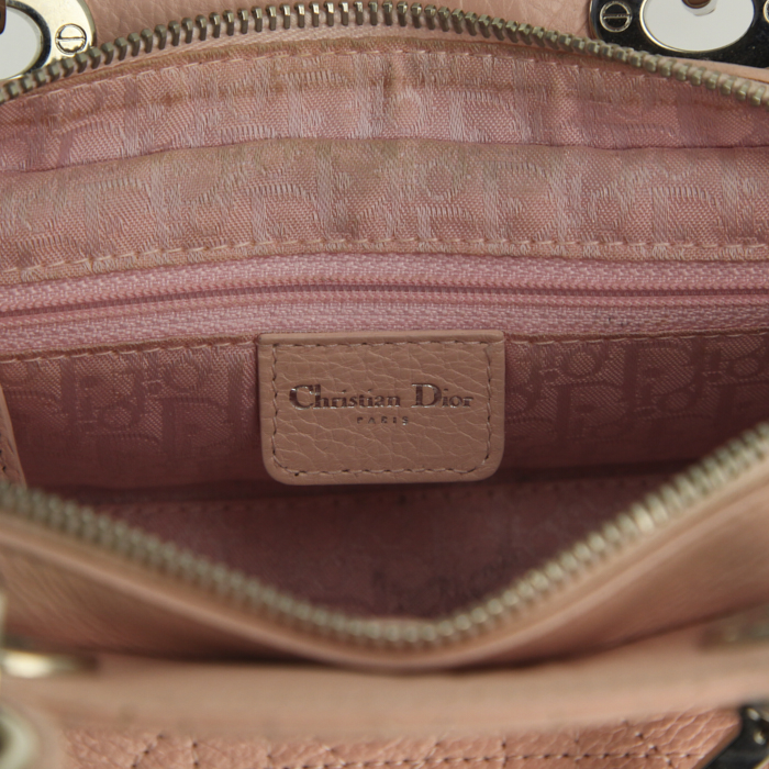 Bolso de mano Dior en cuero cannage color rosa claro - Detail D3