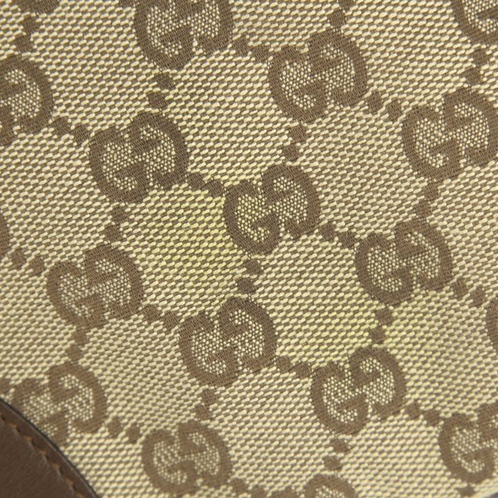 Gucci Jackie handbag in beige monogram canvas and brown leather - Detail D4