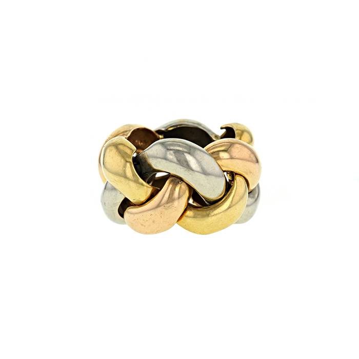 Half-articulated Poiray Tresse ring in yellow gold,  pink gold and white gold - 00pp