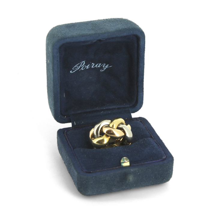 Anello semi-mobile Poiray Tresse in oro giallo,  oro rosa e oro bianco - Detail D2