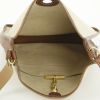 Hermes Vespa shoulder bag in brown leather and beige canvas - Detail D2 thumbnail