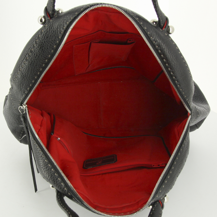 Borsa da spalla o a mano Renaud Pellegrino in pelle martellata nera - Detail D2