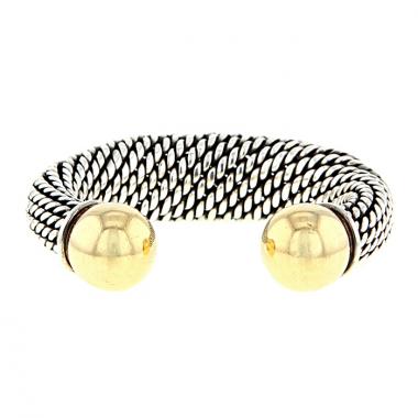 Bracelet demi-jonc époque années 80 Rene Boivin en argent et or jaune