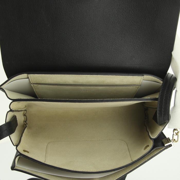 Sac bandoulière Chloé petit modèle en cuir noir et daim noir - Detail D2