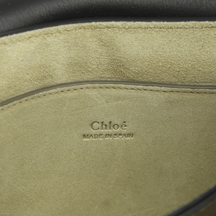 Sac bandoulière Chloé petit modèle en cuir noir et daim noir - Detail D3