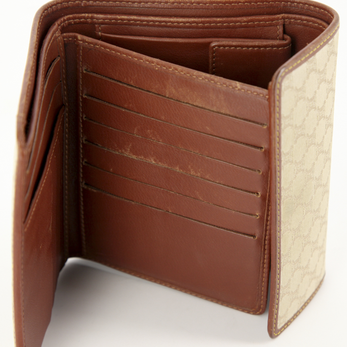 Sac à main Celine Boogie en cuir marron et toile monogram beige - Detail D5