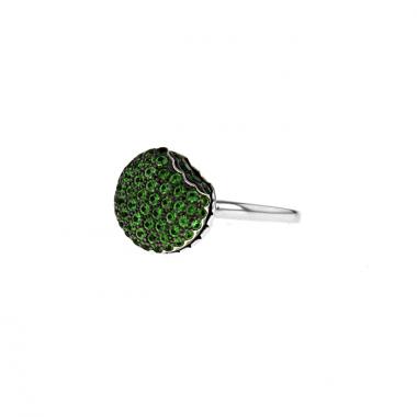 Bague Boucheron Tentation Macaron petit modèle en or blanc et grenats verts