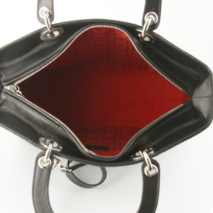 Borsa Dior Lady Dior modello grande in pelle cannage nera - Detail D3
