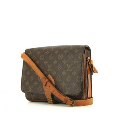 Sac besace Louis Vuitton Cartouchiére en toile monogram et cuir naturel