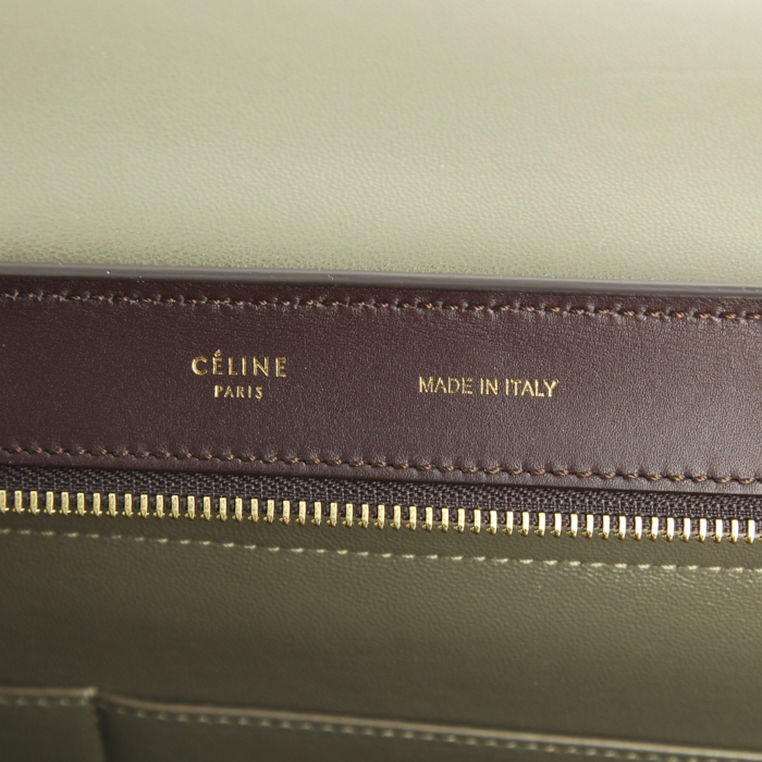 Borsa Celine Trapeze modello grande in pelle bordeaux e color prugna e camoscio beige - Detail D3