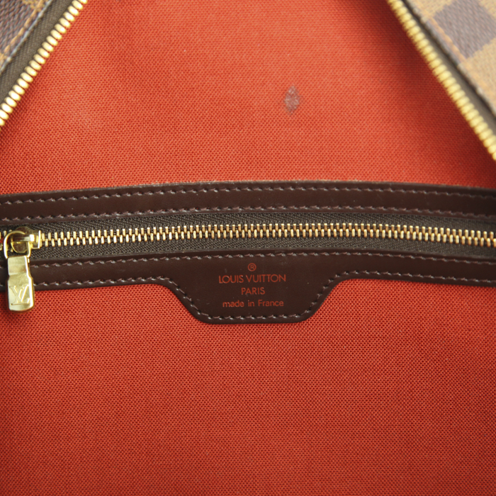 Louis Vuitton Nolita handbag in ebene damier canvas and brown leather - Detail D3