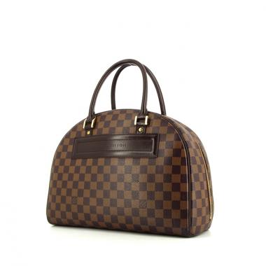 Bolso de mano Louis Vuitton Nolita en lona a cuadros ébano y cuero marrón