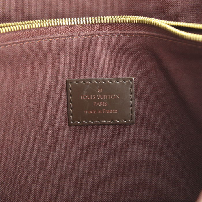 Borsa a tracolla Louis Vuitton in tela a scacchi ebana e pelle marrone - Detail D4
