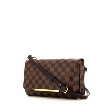 Borsa a tracolla Louis Vuitton in tela a scacchi ebana e pelle marrone