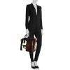 Celine Luggage medium model handbag in black, white and brown tricolor foal and black leather - Detail D1 thumbnail
