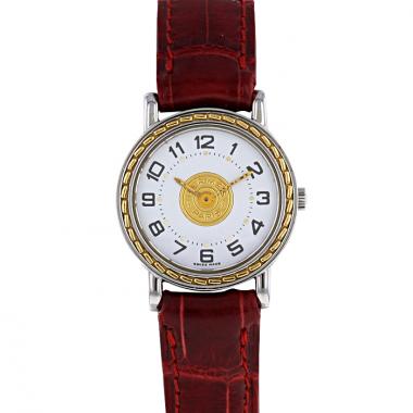 Reloj Hermes Sellier - wristwatch de oro chapado y acero Circa  1990