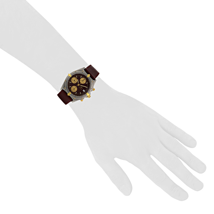 Breitling Chronomat watch in gold plated and stainless steel Ref: 81950 Circa 1990 - Detail D1