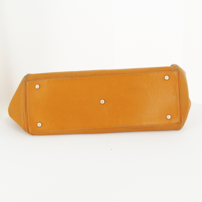 Bolso de mano Hermes Paris-Bombay en cuero togo naranja - Detail D4