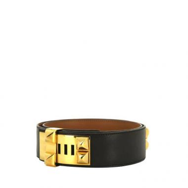 Ceinture Hermes Médor en cuir box marron