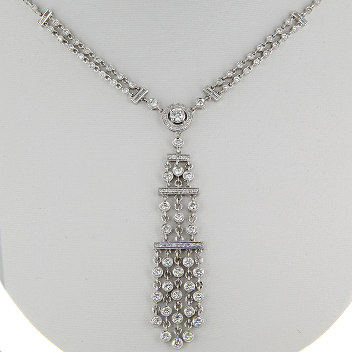 Collana Vintage in oro bianco e diamanti - Detail D2