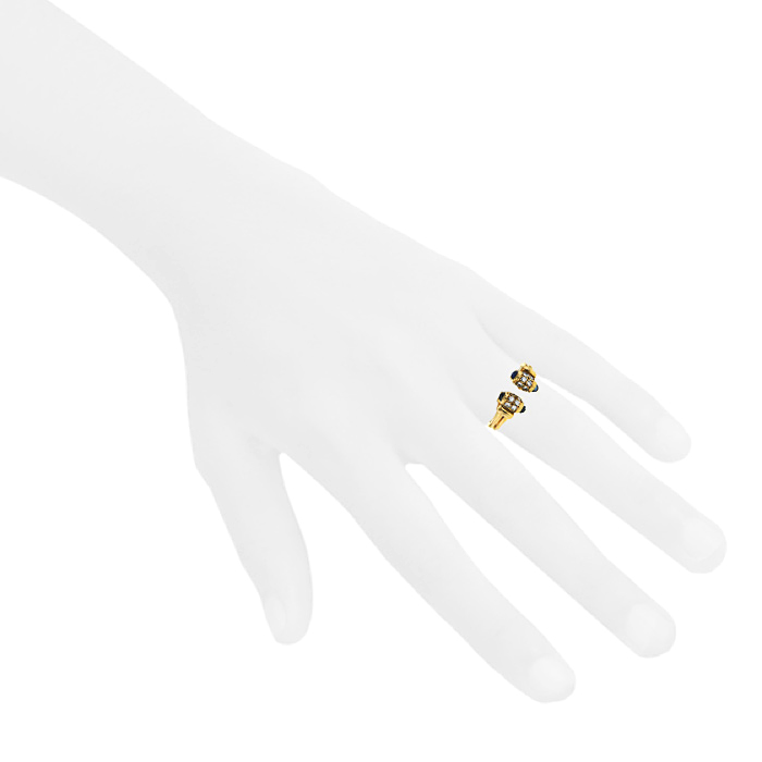 Cartier Ellipse 1990's ring in yellow gold, sapphire and diamonds - Detail D1