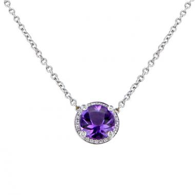 Poiray necklace in white gold,  amethyst and diamonds