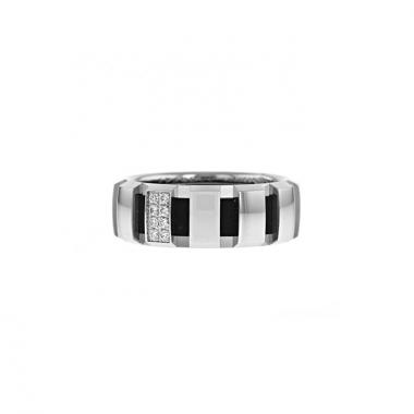 Bague Chaumet Class One en or blanc,  diamants et caoutchouc noir