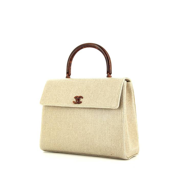 Borsa Chanel Vintage in tela beige