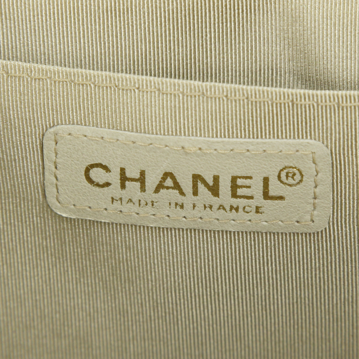 Sac à main Chanel Vintage en toile beige - Detail D3