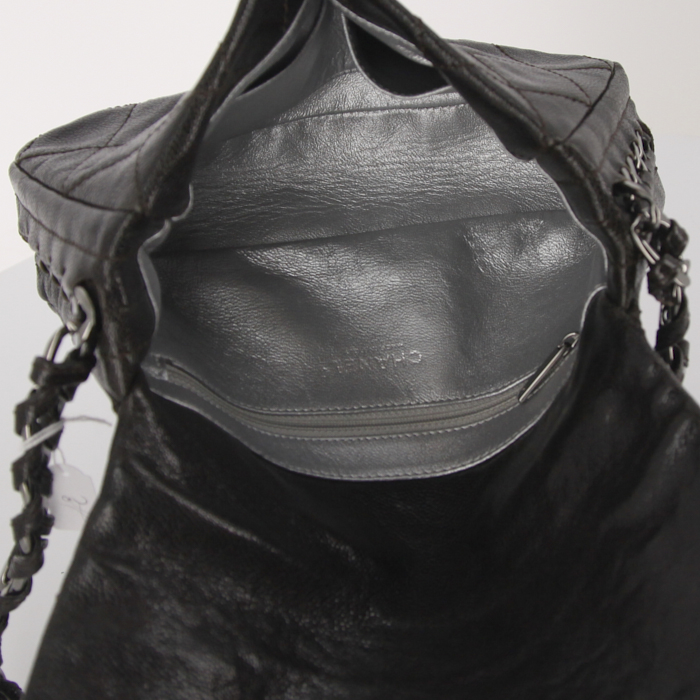 Borsa Chanel Timeless in pelle martellata e trapuntata marrone - Detail D2