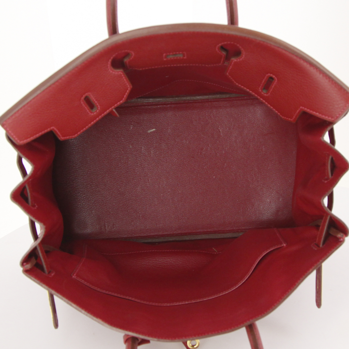 Hermes Birkin 35 cm handbag in red Braise togo leather - Detail D2