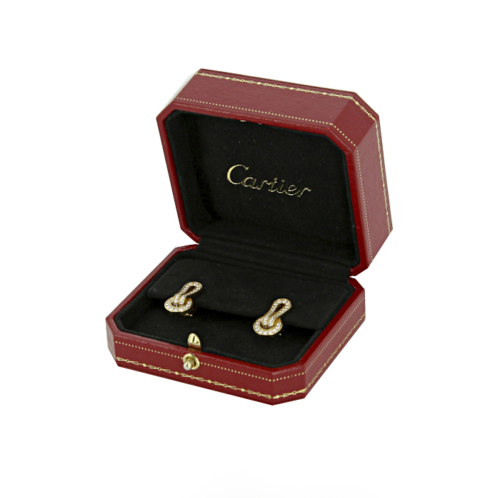Pendientes Cartier Agrafe en oro amarillo y diamantes - Detail D2