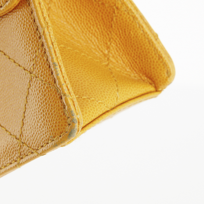 Sac à main Chanel Timeless en cuir grainé matelassé orange Potiron - Detail D5