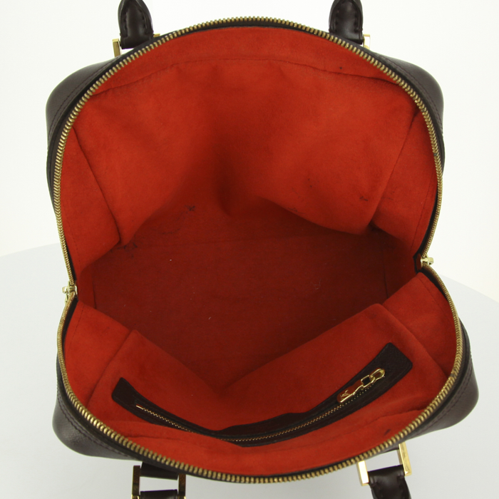 Borsa Louis Vuitton Brera Bag in tela a scacchi e pelle marrone - Detail D2