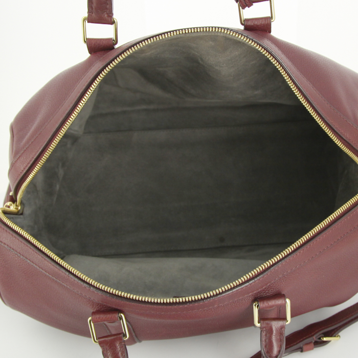 Louis Vuitton Sofia Coppola large model handbag in burgundy grained leather - Detail D3