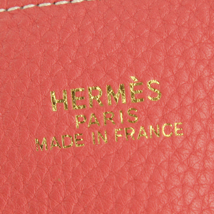 Hermes Double Sens large model shopping bag in pink and fushia pink two tones togo leather - Detail D4