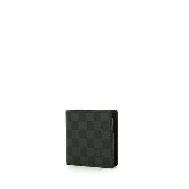 Portafogli Louis Vuitton Marco in tela cerata con motivo a scacchi grigio Graphite