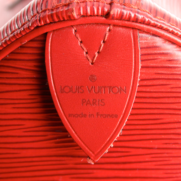Louis Vuitton Speedy 35 handbag in red epi leather - Detail D3