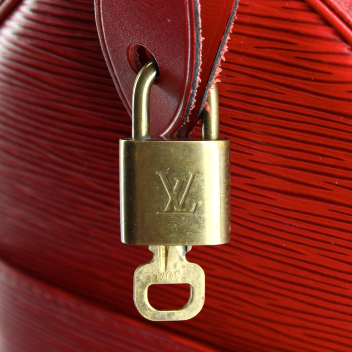 Louis Vuitton Speedy 35 handbag in red epi leather - Detail D4