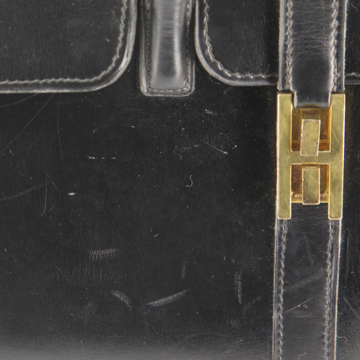 Borsa Hermes Drag in pelle box nera - Detail D4