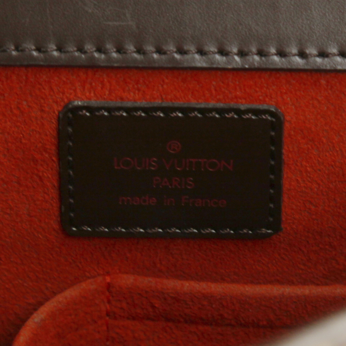 Borsa Louis Vuitton Sarria in tela a scacchi e pelle marrone - Detail D3