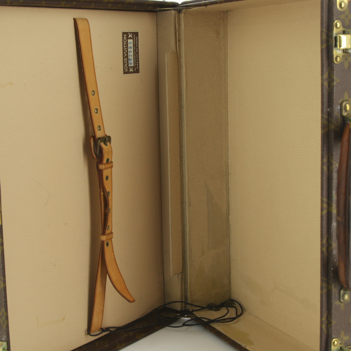 Valise Louis Vuitton President en toile monogram et cuir naturel - Detail D2